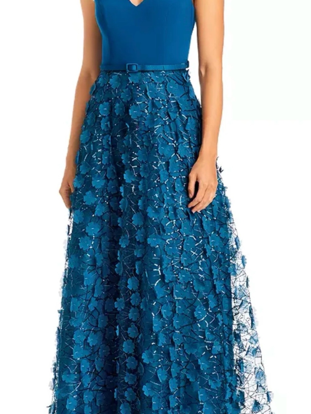 Eliza J Teal Floral 3D Appliqué Maxi Dress
